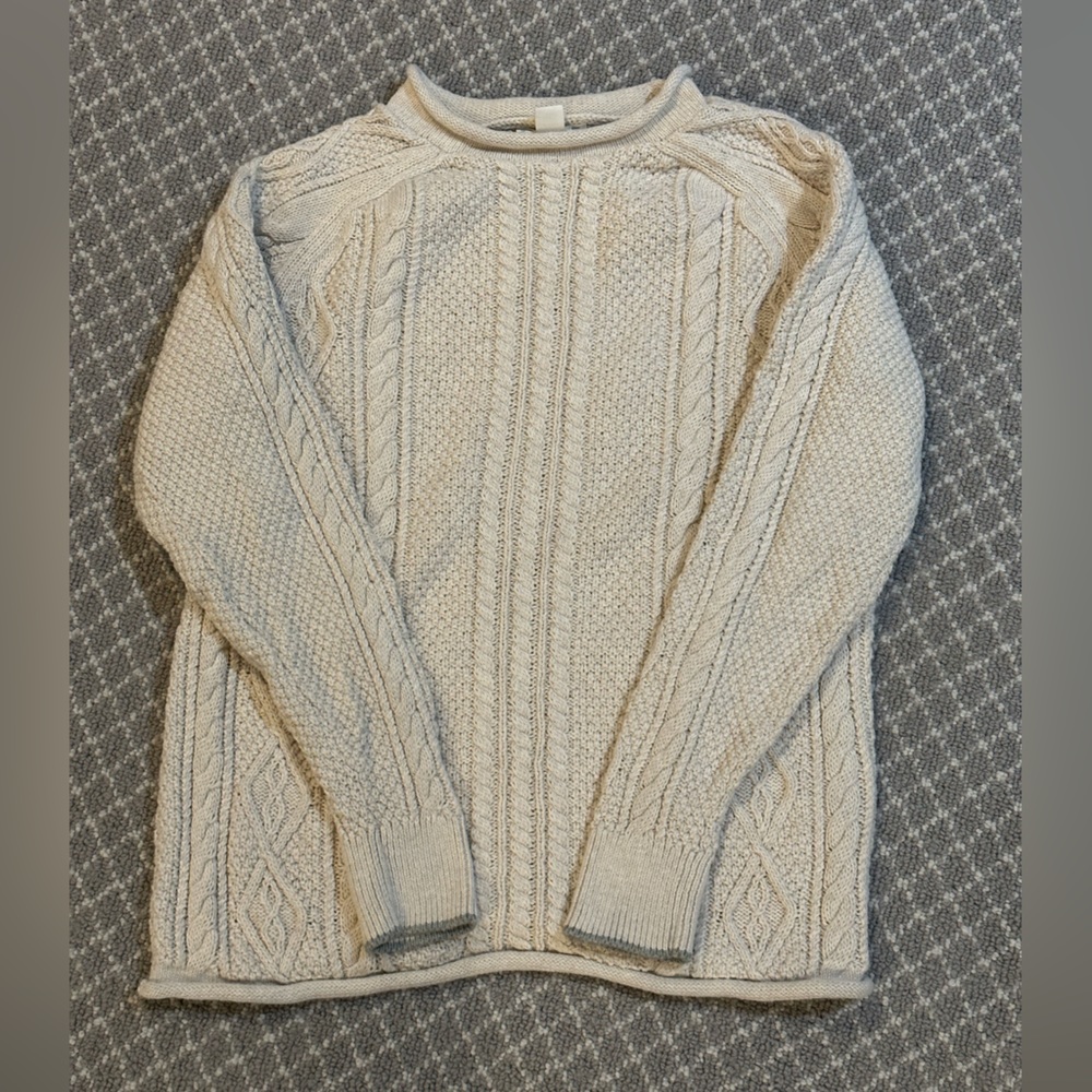 Boys cream cream neck fisherman sweater